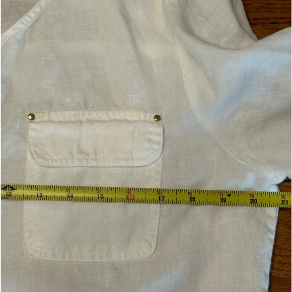 Ellen Tracy Linen Tunic Top Half Zip Rounded Hem Size Medium 3 Quarter Sleeves - Picture 6 of 6